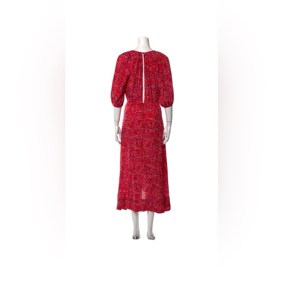 Saloni Dress S 100% Silk Wrap Dress $650 Pink Red Olivia Draped Summer Vacation - Picture 7 of 7